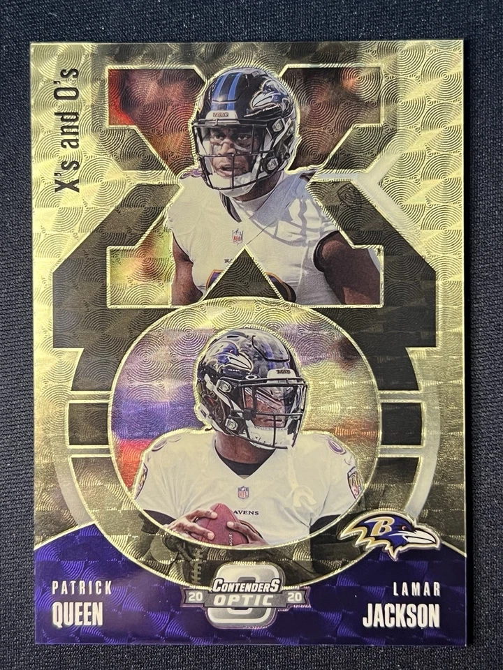 2020 Contenders Optic Xs and Os 1 Of 1 Gold Vinyl Prizm 1/1 Lamar Jackson Queen - Image 1 of 2