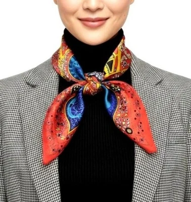 ❤️New Elegant Bandana Square Scarf Silky Satin Red Floral Wrap Stylish luxurious - Image 1 of 4