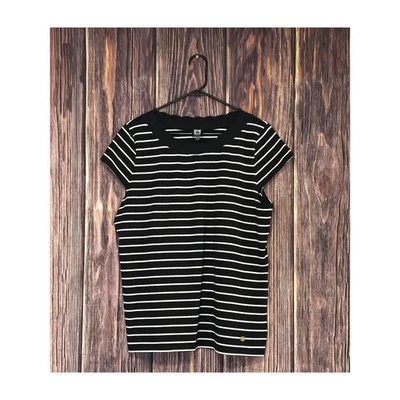 Camiseta deportiva Anne Klein Top para mujer negra blanca a rayas XL cuello redondo informal Foto 1 de 4