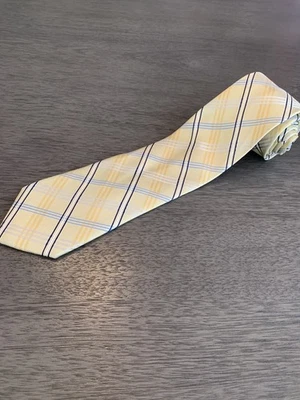 Corbata Eagle Shirtmakers Silk Repp amarillo azul a cuadros 60x3,5 vintage  Foto 1 de 3