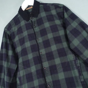 Scotch & Soda Flannel Shirt Mens Large Blue Green Cotton Slim Fit Tartan Plaid - Picture 1 of 24