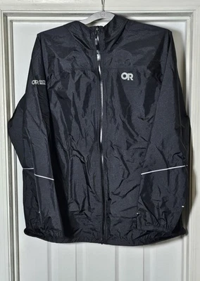 Chaqueta de lluvia de helio Outdoor Research para mujer 1X negra empaquetable fusible de diamante  Foto 1 de 4