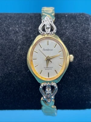 Vintage Armitron Diamond Women's Gold Tone Watch - New Battery - image 1 of 4
