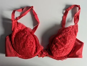 Vintage JEZEBEL PADDED BRA 34C #483 Salmon Red HTF Renee of Hollywood Rare Find - Picture 1 of 8
