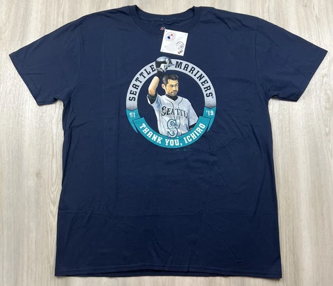 Seattle Mariners Ichiro #51 Retirement Thank you T Shirt XL MLB Majestic NEW NWT Cover