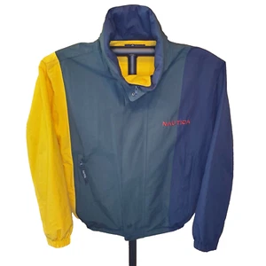 Nautica Sailing Jacket Mens XL Colorblock Reversible Hooded Full Zip Multicolor - Picture 1 of 18