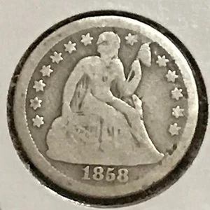 U.S. Sitzender Groschen sehr guter Zustand 1858-O - Bild 1 von 2