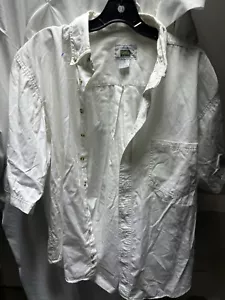 Michael Austin Rugged Wear Button Shirt Mens L White Short Sleeve Pocket - Picture 1 of 5