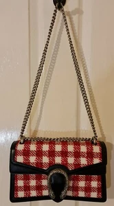 GUCCI Small Dionysus Vichy Wool Tweed Bag In White and Red Cost RRP £1680 - Picture 1 of 7