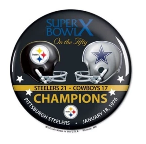 SUPER BOWL X PITTSBURGH STEELERS CHAMPIONS BOTÓN EDICIÓN LIMITADA VAQUEROS NFL - Imagen 1 de 1