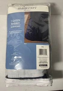 Mainstays Home Queen Size Navy Bedskirt 60 x 80 - Picture 1 of 7