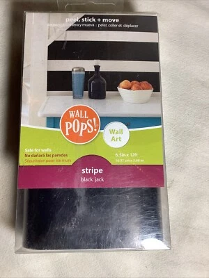 Wall Pops Wall Art! New 6.5” X 12FT Black Stripe~ Peel & Stick - Изображение 1 из 4