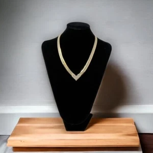 Vintage Gold Tone Cocktail Necklace with Crystal Accents - Imagen 1 de 9