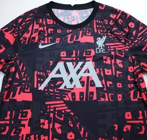 Medium Mens Nike Liverpool FC Pre Match Soccer Jersey Black Neon Red-Orange AXA - Picture 1 of 6