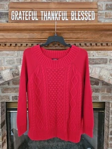 Chaps by Ralph Lauren Damen Übergröße 2x roter Langarm Pullover Neu mit Etikett - Bild 1 von 8