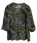 Tianello Blouse Size XL Print Paisley Garden Tensel Diva Pullover Lagen Look Top