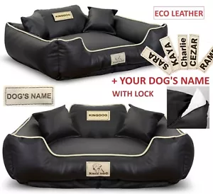 More details for luxury dog bed pet bed in eco faux leather sofa cushion soft comfy + dog&#039;s name