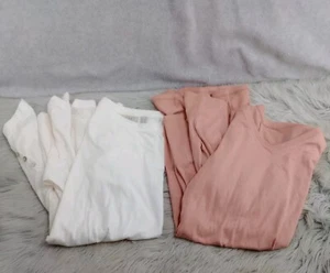 Lote Camiseta Vestido LOGO Lori Goldstein Mujer Talla M Blanco Rosa Bolsillos SS - Imagen 1 de 20