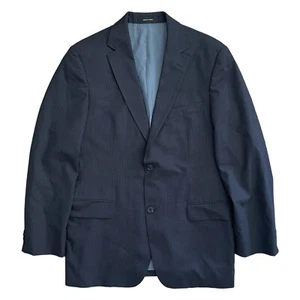 HUGO BOSS Navy Blue Pinstripe Wool Blazer Mens 40R Single Breast Modern Turkey - Picture 1 of 12