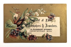 Victorian Trade Card Safford & Lunt Watchmaker Jewelers Newburyport MA - Picture 1 of 2