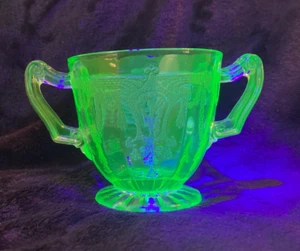 Vintage Anchor Hocking Open Sugar Bowl Cameo Pattern 1930-1934 - Picture 1 of 4