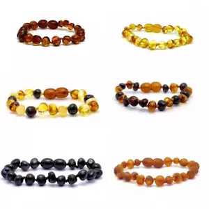 Genuine Baltic Amber Bracelet Anklet various sizes  8 colours - Picture 1 of 19