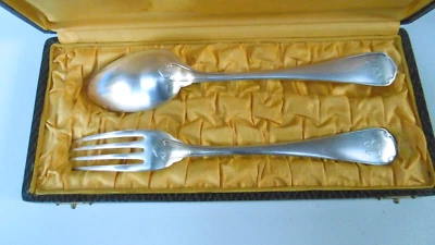 Scatola Posate You E Me Metallo Argentato christofle Monogramma Jg - Immagine 1 di 4