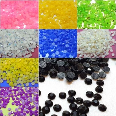 Hotfix Steine 3mm 4mm 5mm Glitzersteine zum Kleben Aufbügeln Resin  Neon Farbe - Bild 1 von 3