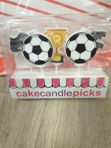 5 Football Cupcake Candles Soccer Ball Toppers for Birthday Cakes - Picture 1 of 1