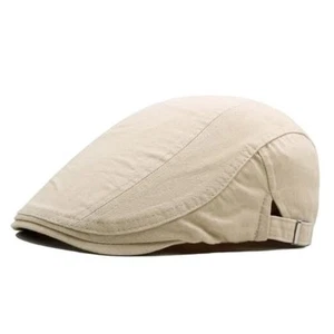 Men's Cotton Flat Ivy Gatsby Newsboy Driving Hat Adjustable One Size Beige - Picture 1 of 6