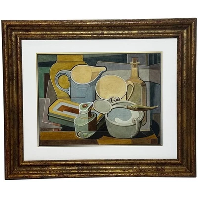 Kubismus Gemälde Domestic Küche Geometrie Von Edward Carter Preston C1925 - Bild 1 von 4