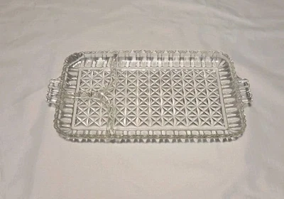 Vintage Glass Snack Plate or Perfume Tray  11" x 6" 3 Compartments Never Used - Image 1 of 4