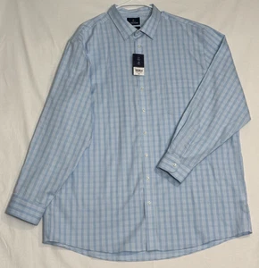 Stafford Sweat Repel Dobby Herren blau weiß kariert Langarm XXLXT - Bild 1 von 5