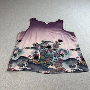 Camiseta sin mangas de seda Citron Santa Monica para mujer 2XL púrpura rosa ombre floral boho artística - Imagen 1 de 11