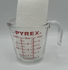 Pyrex 2 Cup 16 oz 1 Pint 500 ML Measuring cup 516 J Handle Red Lettering - Picture 1 of 4