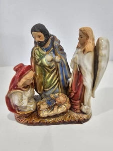 Beautiful Glazed Colors Ceramic Pottery Nativity Holy Family Angel Christmas - Picture 1 of 11