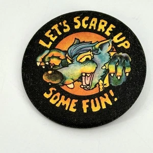 Hallmark BUTTON PIN Halloween Vintage WEREWOLF Scare Up Fun 1980 Holiday Pinback - Picture 1 of 5