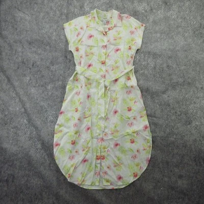 Tommy Bahama Dress Womens Small Floral Linen Shirt Midi Resort Belted Sample - Image 1 of 4