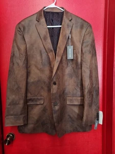 NWT Michael Kors Brown Distressed Suede Like Fabric Sports Jacket 48 L - Picture 1 of 7