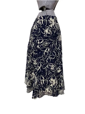 Ralph Lauren Skirt Size 12P Romantic Flowing Long 100% Silk 33” Waist Dogwood - Image 1 of 4