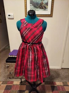 MSRP $68 Bonnie Jean Red Sparkle Plaid Frock Dress Black/Red Size 16 NWOT - Picture 1 of 13