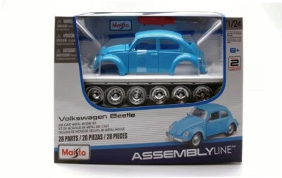 KIT MODELLINO AUTO STATICO MAISTO VW BEETLE MAGGIOLINO BLU MODELLISMO SCALA 1:24 - Immagine 1 di 4