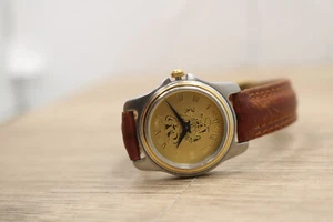 Vintage CSI Swiss Badger? Dial 23KGP Dial Leather Band Watch New Batt - Picture 1 of 6