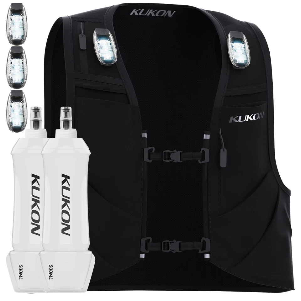 Running Vest Phone Holder Hydration Vest with Water Bottle And Led Light Unisex - Image 1 of 4