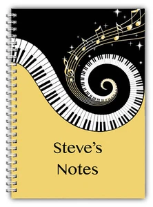 A5 NOTEBOOKS PERSONALISED/50 LINED PAGES / MUSIC NOTES PIANO KEYS KEYBOARD GIFT - Picture 1 of 2