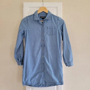 Lands' End Girls Long Sleeve Chambray Shirtdress size M 10-12 - Picture 1 of 5