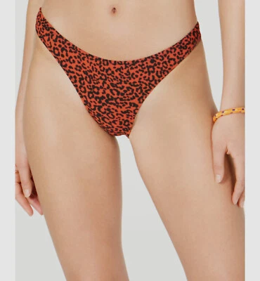 $41 Volcom Women's Orange Animal Print On The Spot Cheeky Bikini Bottoms Size XL - Image 1 of 2