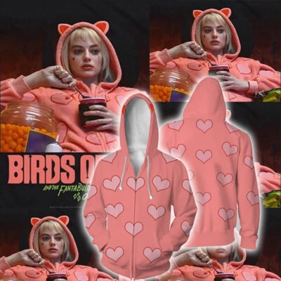 Cosplay Birds of Prey Harley Quinn Hoodie Superhero Joker Jacket Coat Sweatshirt - Image 1 of 4