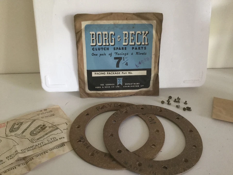 Morgan, 1935 to 1940, Pair of Clutch Linings & Rivets, NOS. - Image 1 of 1