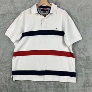 Tommy Hilfiger Polo Men’s Striped White, Navy, Red Large - Picture 1 of 7